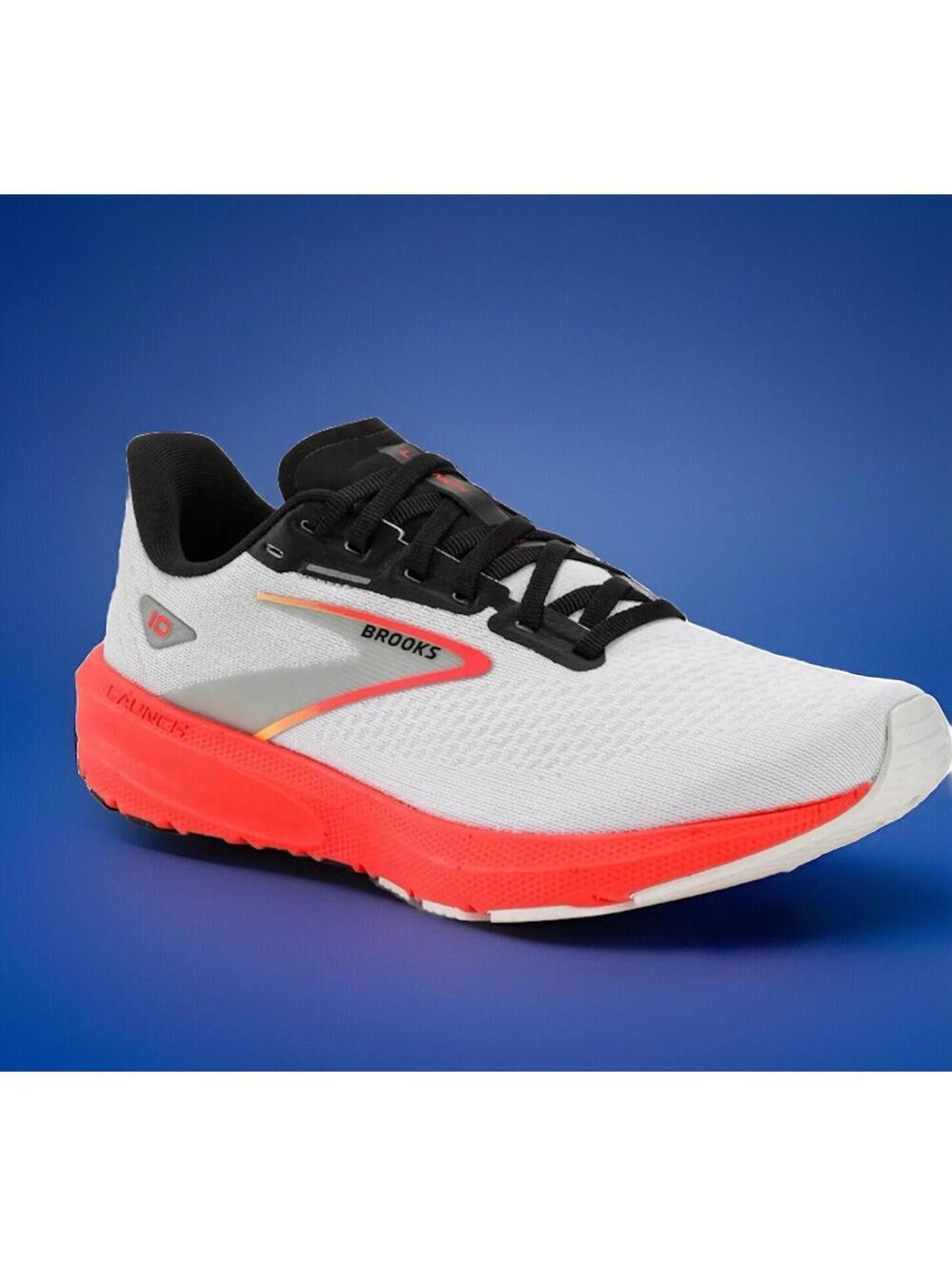 Brooks Launch 10 Grey Black Fiery Coral Men Running Shoes Size 14